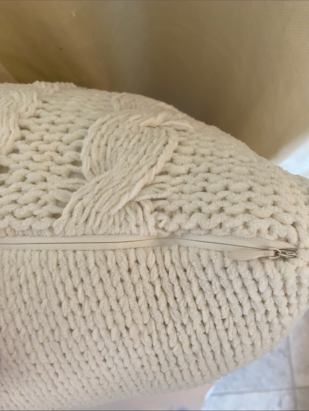 Cable-Knit Cream Decorative Throw Pillow - Picture 3 of 4
